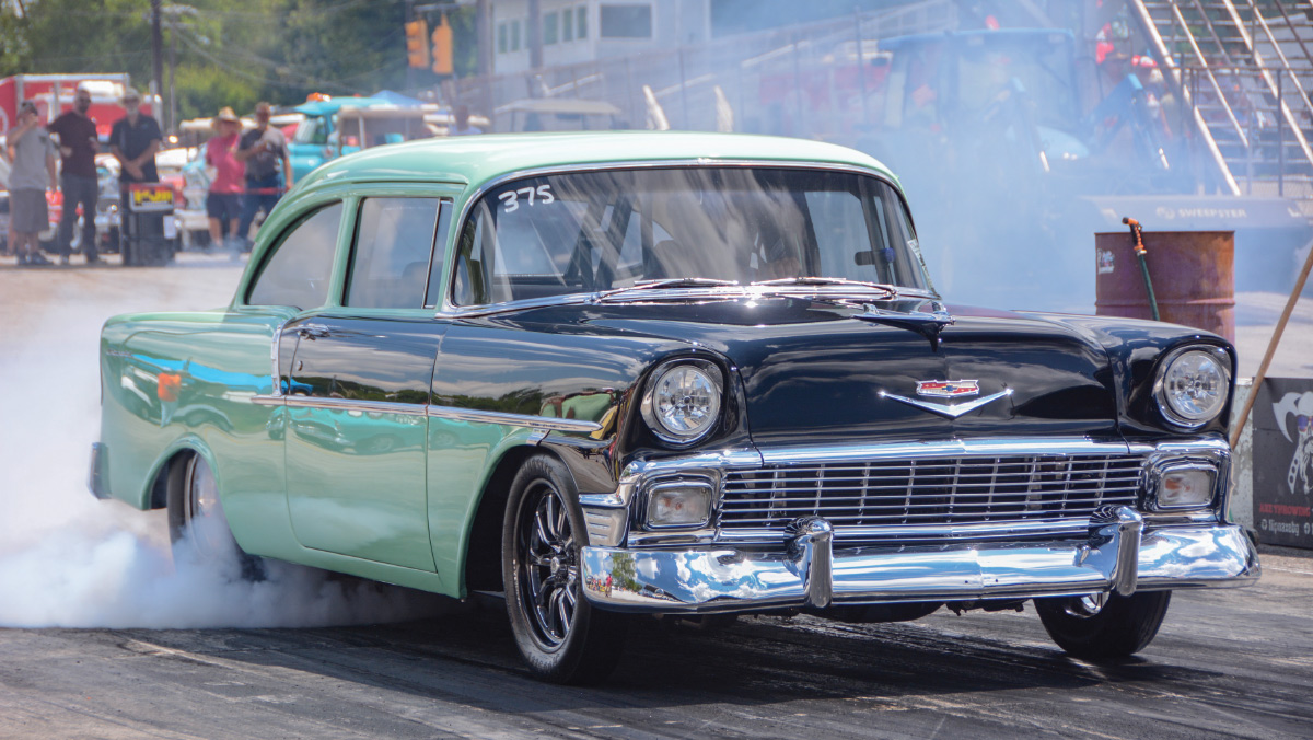 '56 Chevy 150 about to take off during race