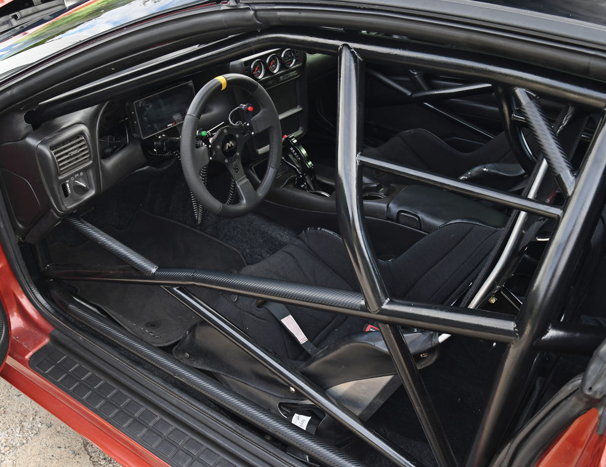 interior of red Z28 Camaro
