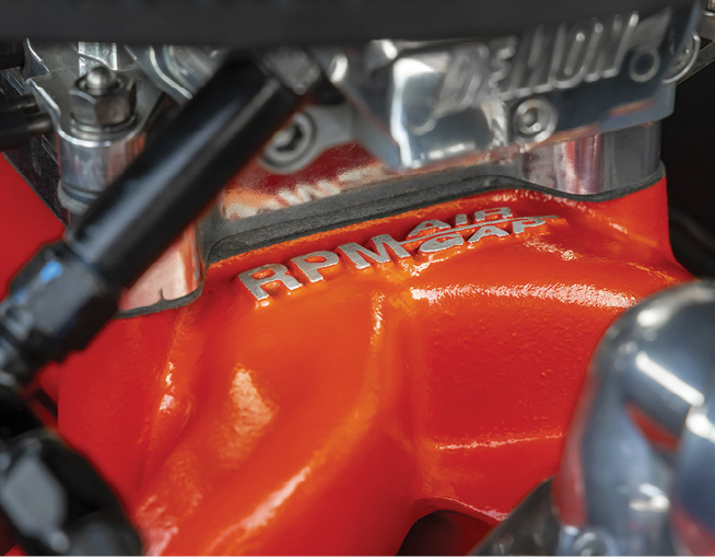 close up of 68' Camaro engine
