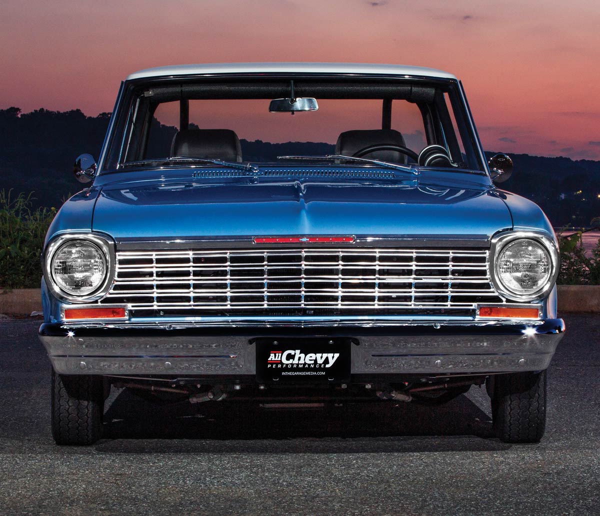 front of a 1963 Chevy II