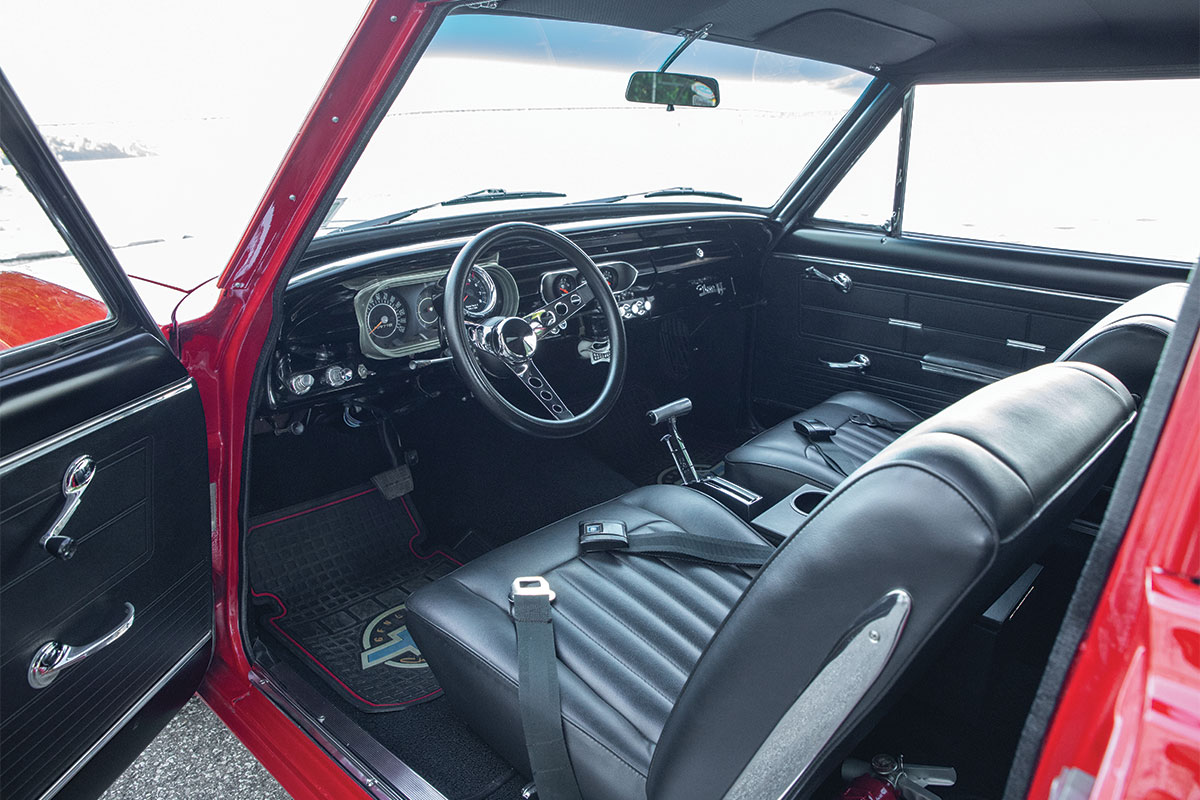Black leather interior of Nova gasser