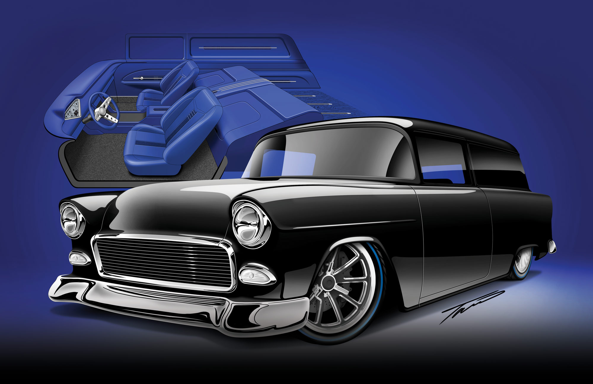 concept illustration of '55 chevy sedan