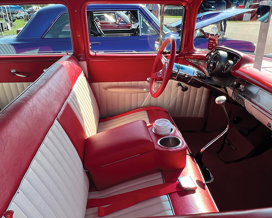 While the upholstery was untouched, a new CPP tilt steering column was installed along with a Lokar shifter.