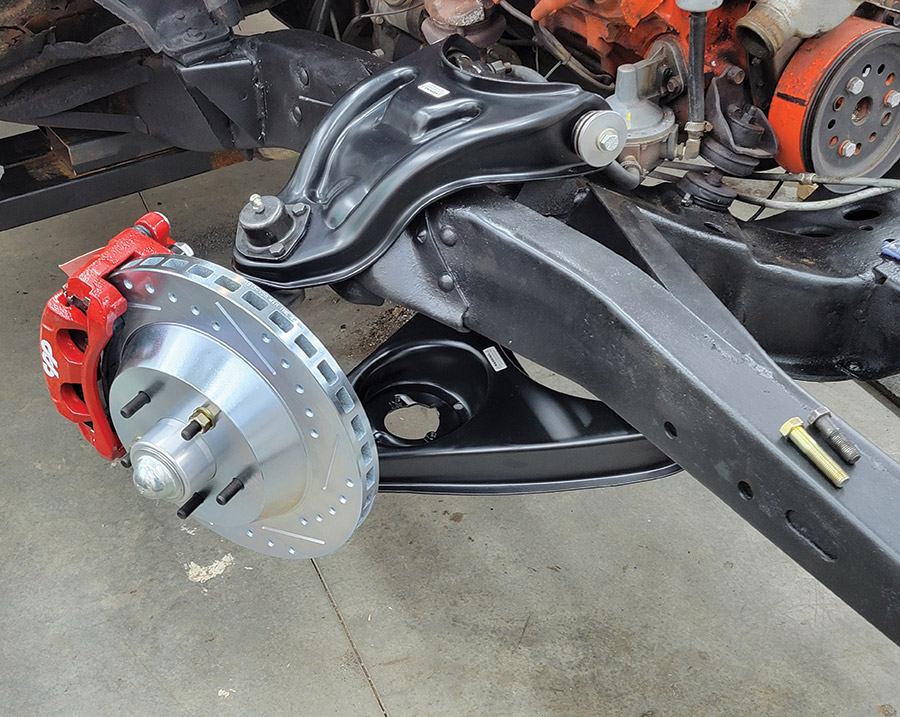 New front brakes from CPP included 13-inch cross-drilled and slotted rotors, billet aluminum hubs, and two-piston calipers. They are said to provide 60 percent more braking power than the previous conversion.