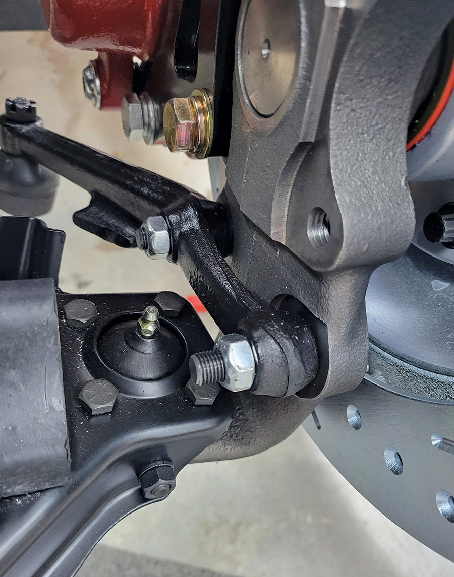 For a sleeker stance, CPP’s 2-inch drop spindles were part of the suspension update. They accept bolt-on caliper mounting brackets and steering arms.