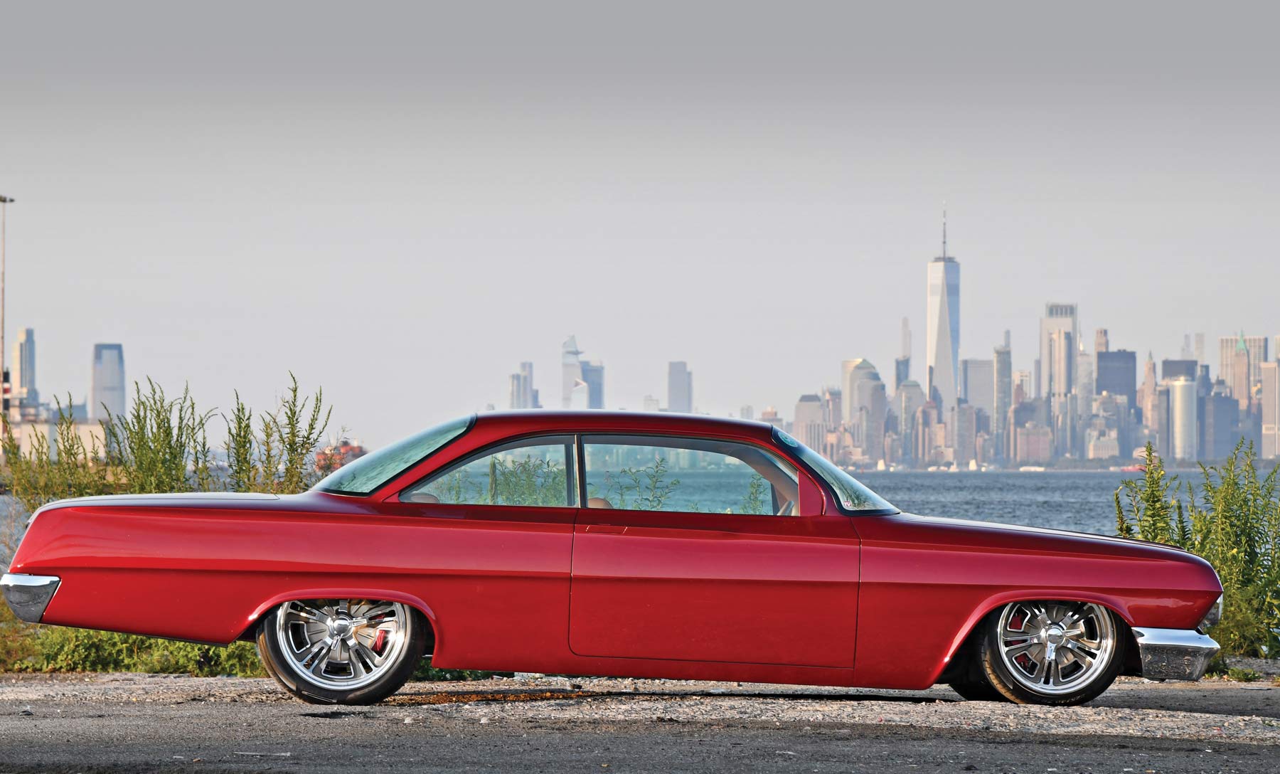 side view of red ’62 Biscayne