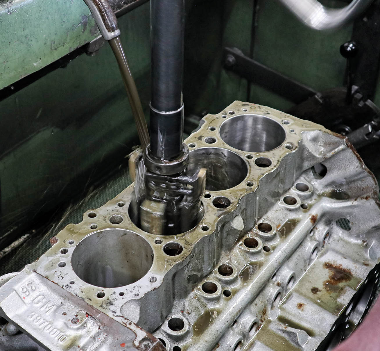 tearing the engine down to a bare block