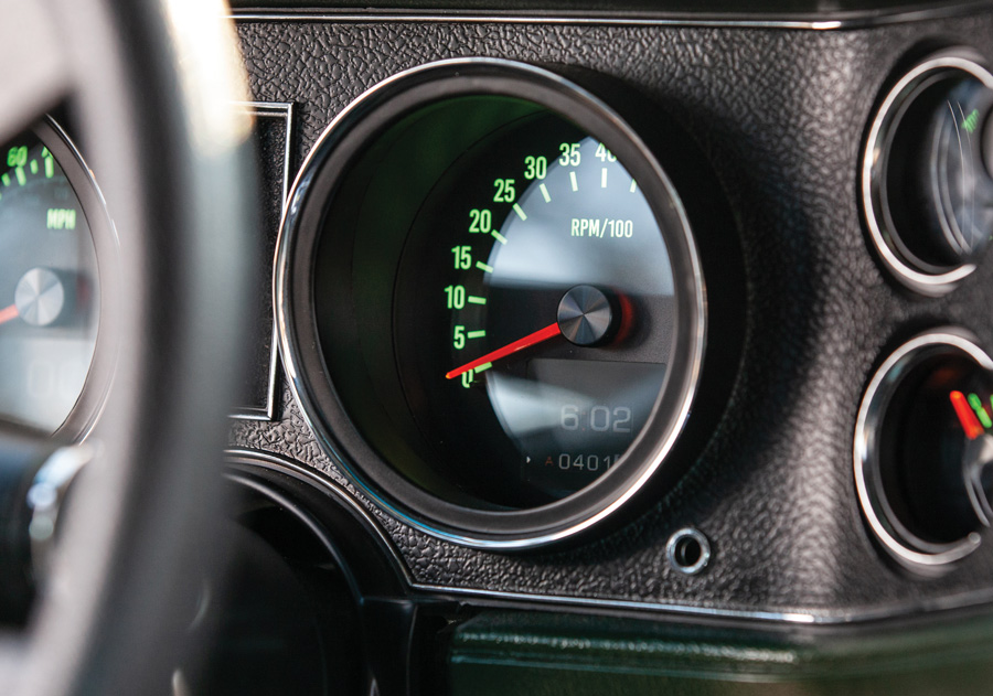 close up of speedometer in a '71 Camaro
