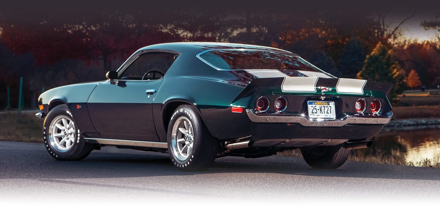 rear of a green '71 Camaro