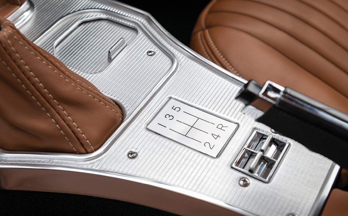 Custom aluminum paneling on transmission tunnel