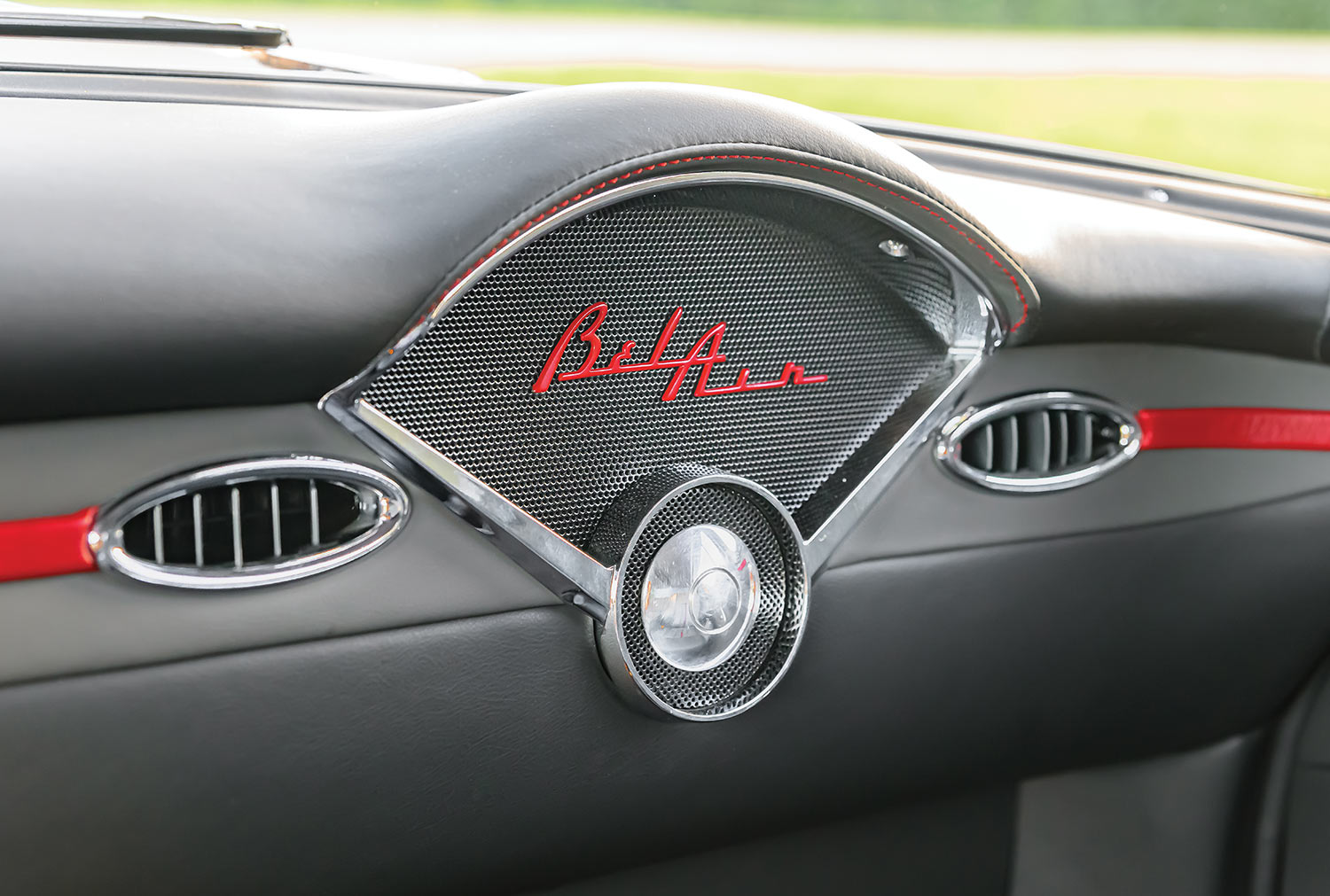 the LS V-10's dashboard vents and Bel Air logo