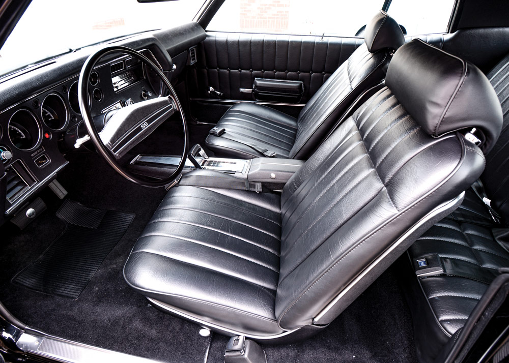 black leather interior and carpet