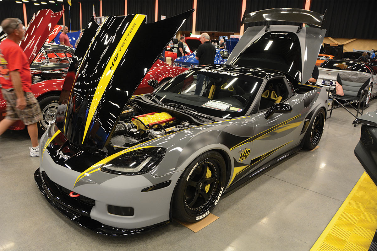 Modified and fully wrapped grey/yellow/black "Mad Vettes" C6