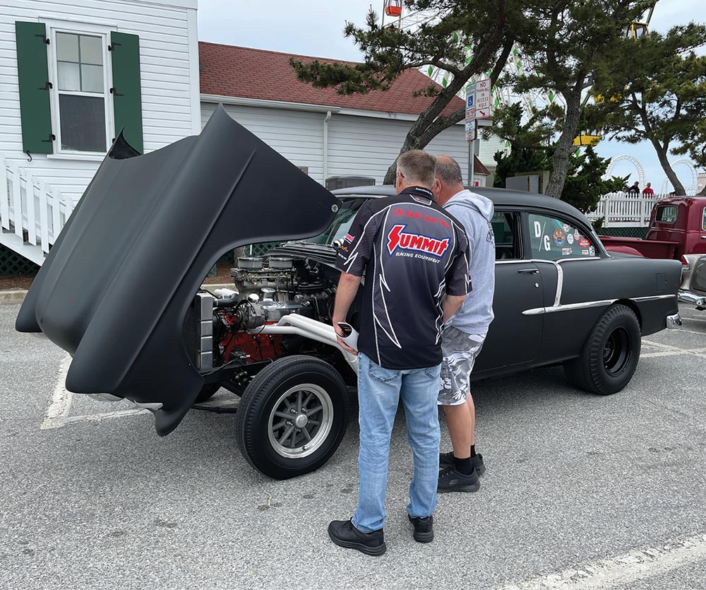 Matte black '55 Bel-Air gasser