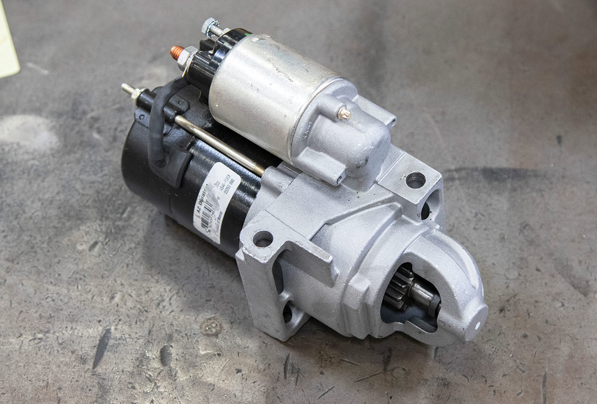 This Duralast gear reduction starter with staggered holes is typical of those used with large-diameter ring gears.