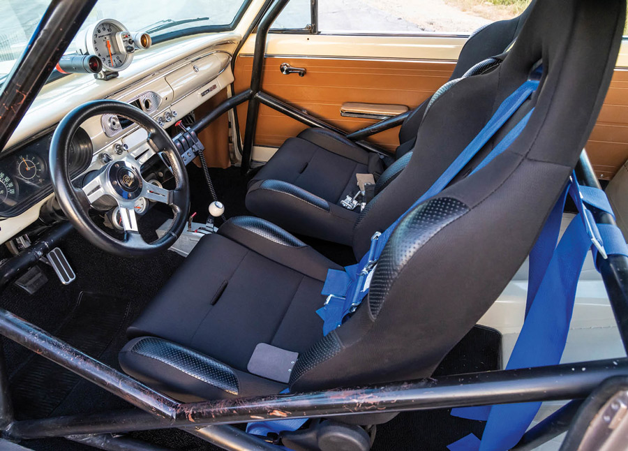 interior and steering in a ’64 Chevrolet Nova SS
