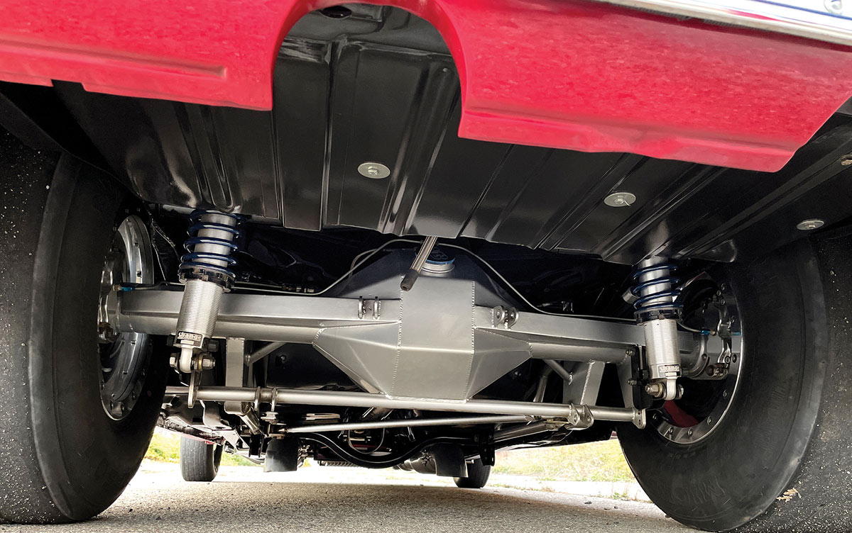 Camaro's rear axle and tubbed wheels