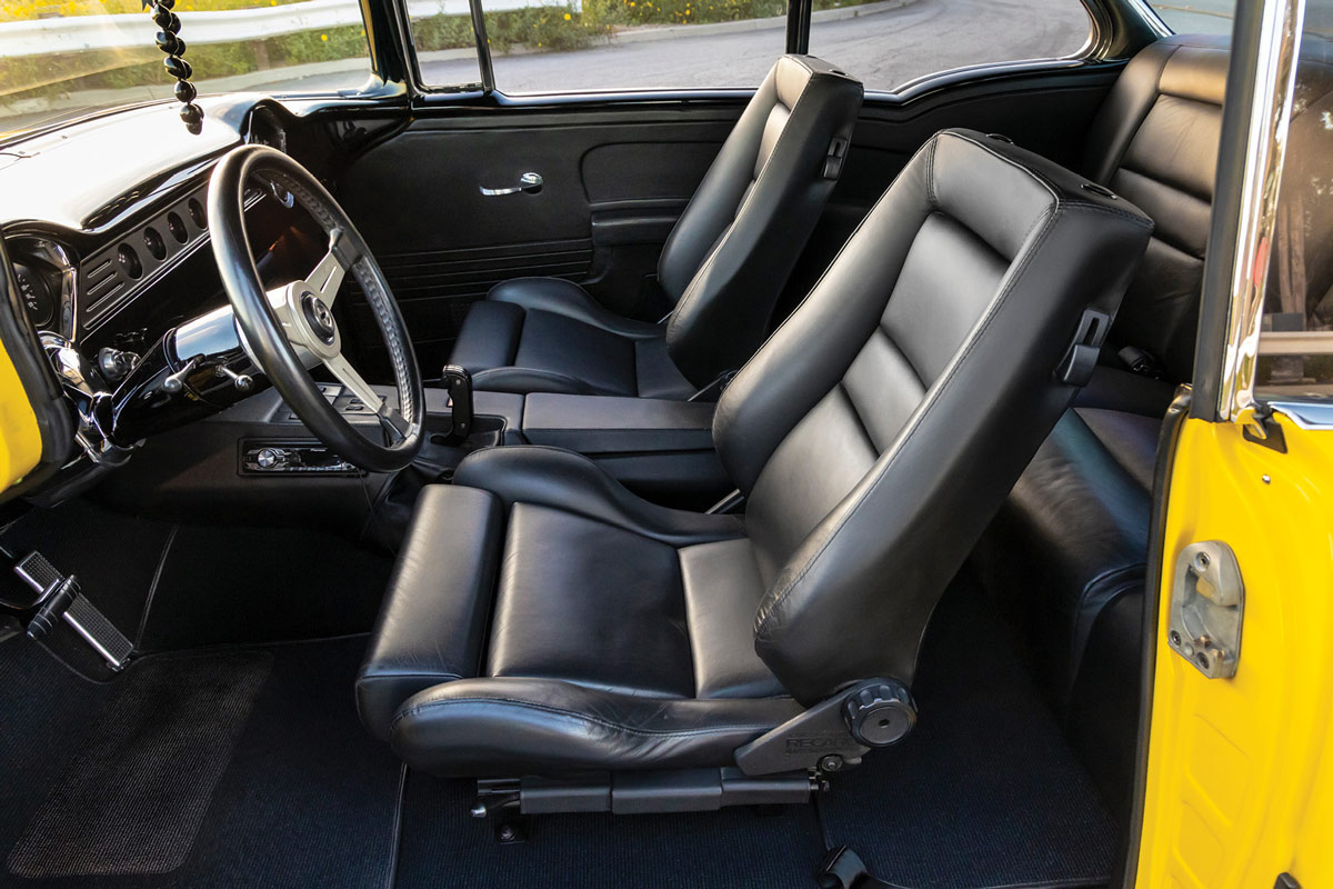 interior and steering in a ’56 Chevy Bel Air