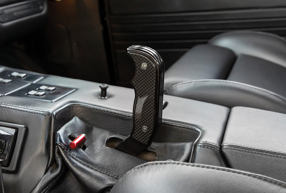 custom carbon fiber shifter in a ’56 Chevy Bel Air