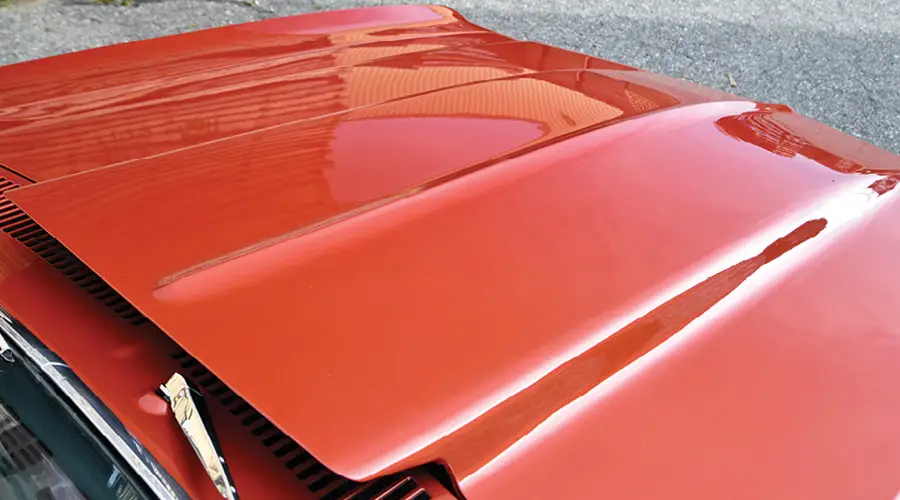 view of '70 Nova hood