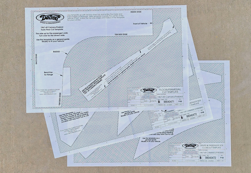 Also included are the paper templates that, when cut out and laid inside the vehicle’s trunk area, will indicate where all the necessary cuts will need to be made.