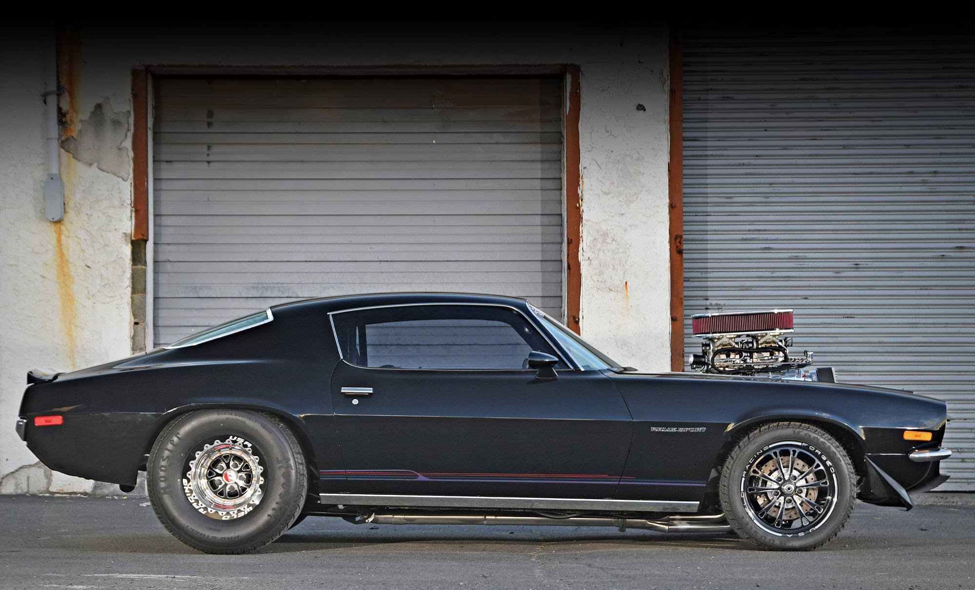 passenger side profile of the Pro Street ’71 Camaro