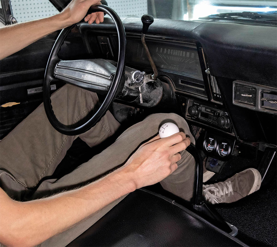 With the TKX install complete and our seat bolted back in the car, we could finally sit behind the wheel and get a feel for what the new and improved driving experience would be like. Now we just have to get rid of that factory automatic steering column and button up all the other odds and ends to get our 383ci small-block fired up for the first time.