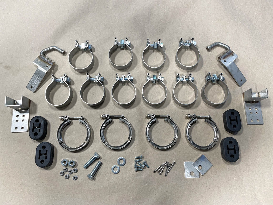 The kit arrives with everything you’ll need to complete the installation including over-axle and tailpipe hanger brackets, 3-inch Accu-Seal clamps, V-band clamps, rubber isolators, and all hardware.