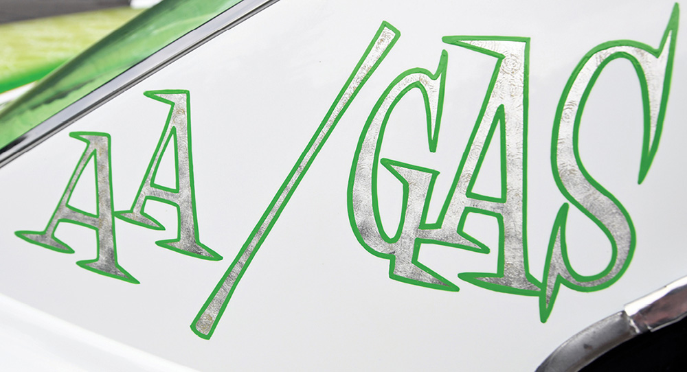 AA/GAS lettering in green and silver on Nova's C-pillar