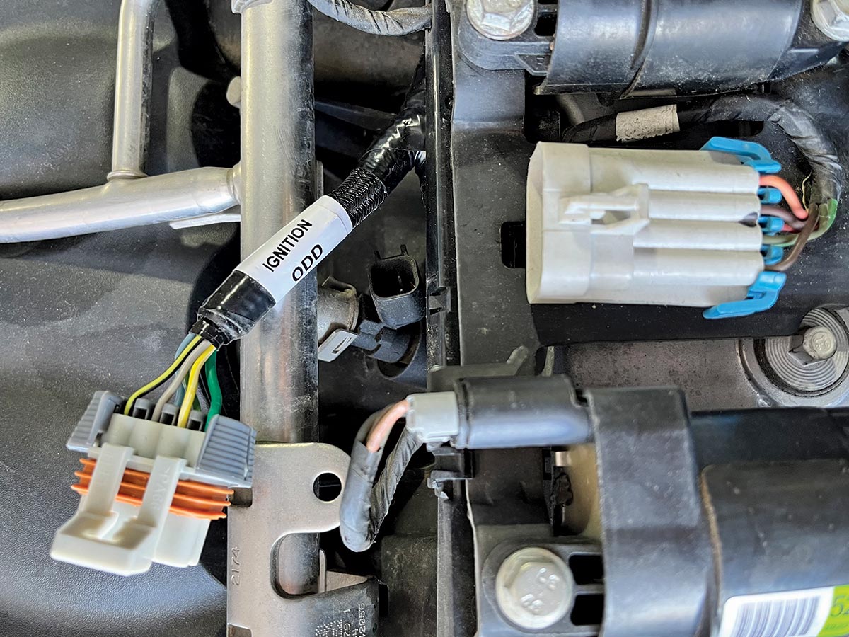 Close up of an injector harness connector
