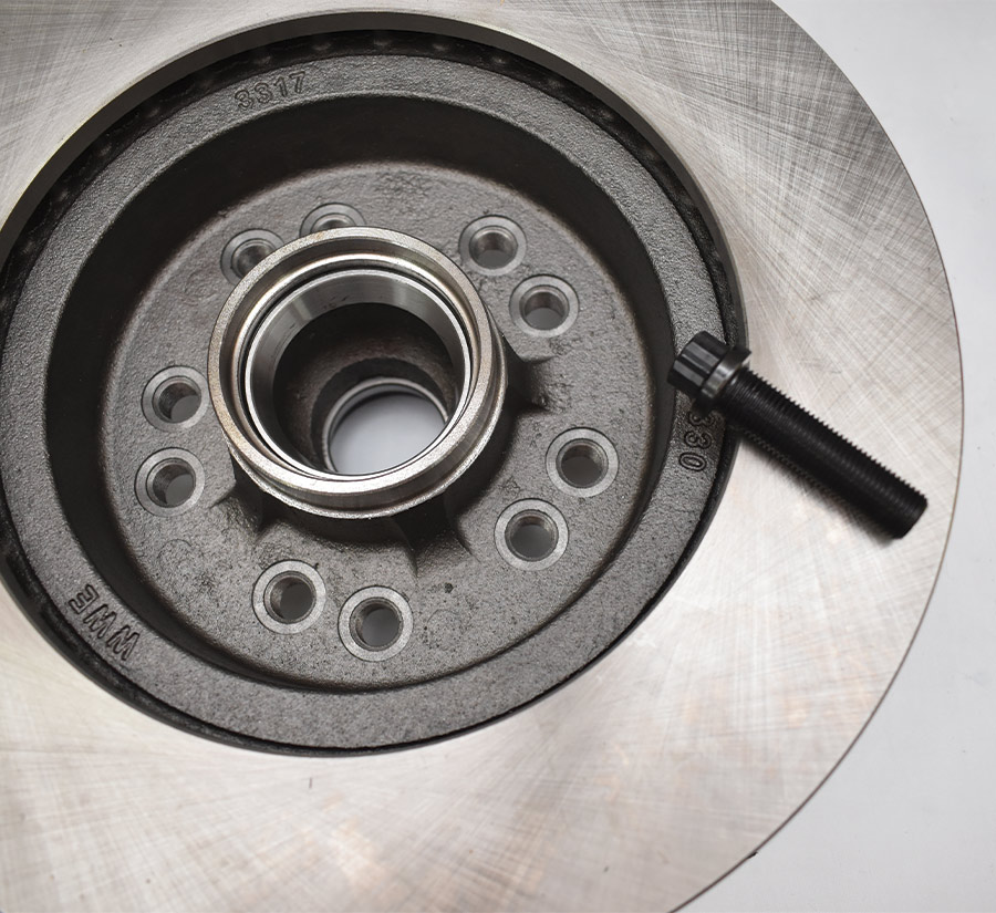 The bolt patterns in the hubs are threaded and spot faced for the screws to seat properly. In our case we used the 4.75 Chevy bolt pattern.