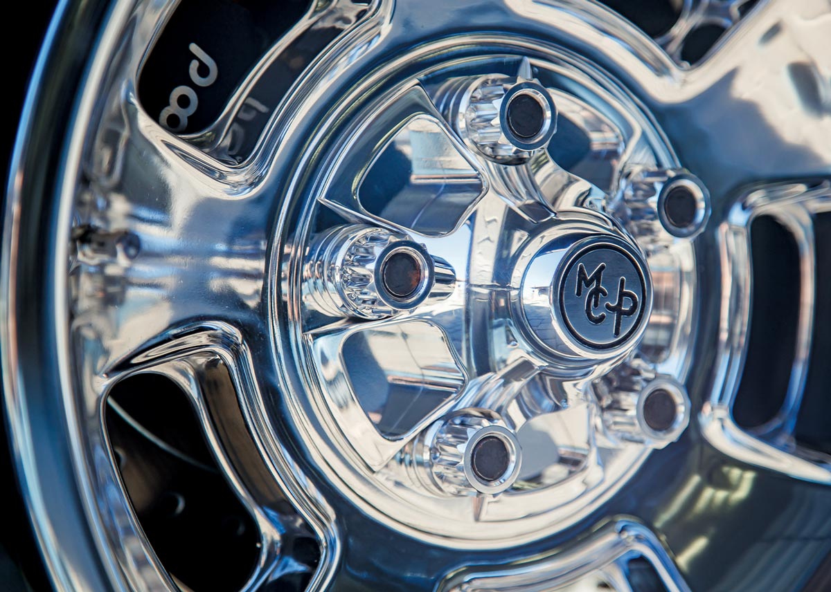 close view of a rim and hubcap on the ’67 Nova SS