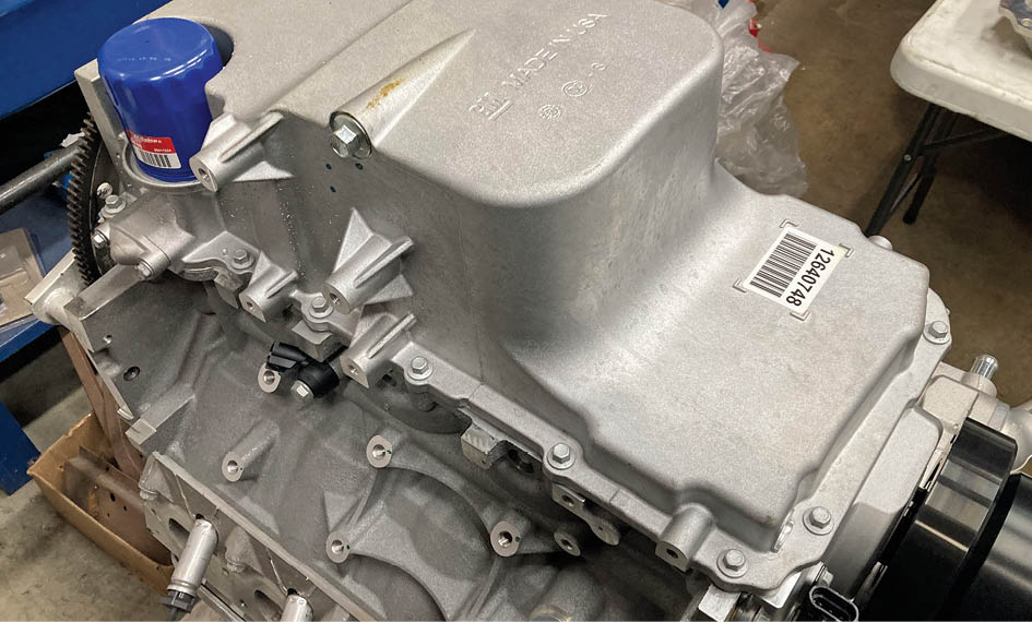 Before we get too ahead of ourselves with the engine swap, there are a few things that need to be addressed on our new LS3 engine: For starters, the stock oil pan needs to be swapped out for a rear sump version that will clear the steering centerlink and front crossmember.