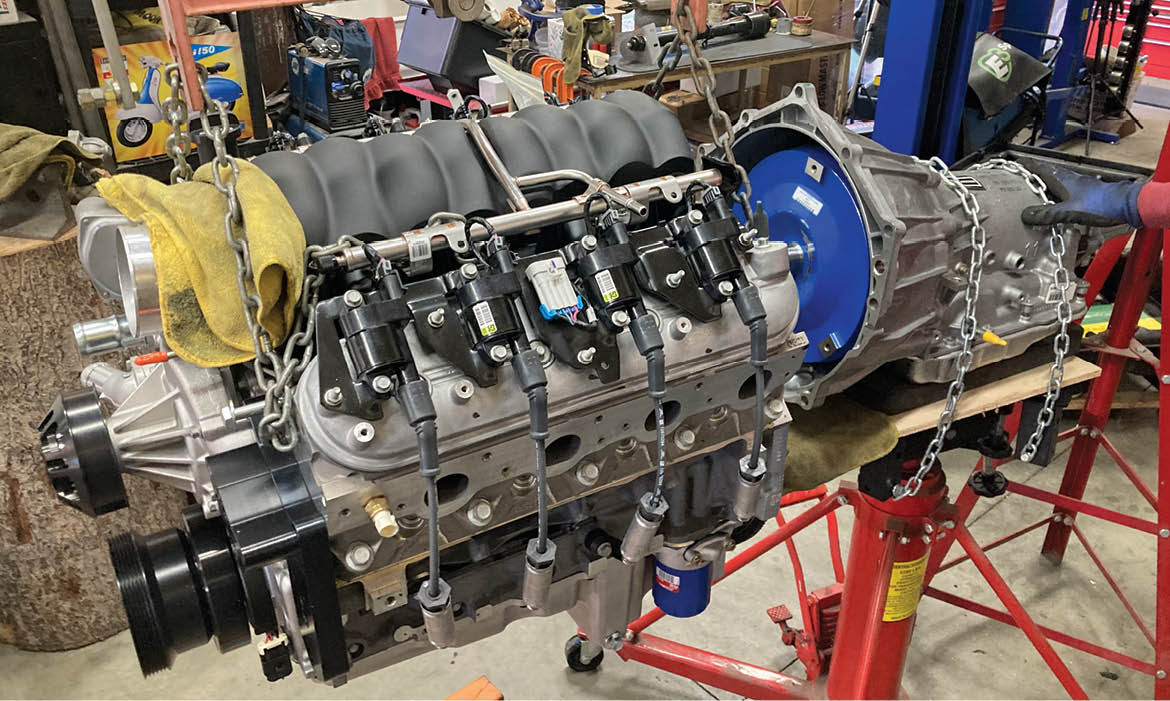 close up view of engine