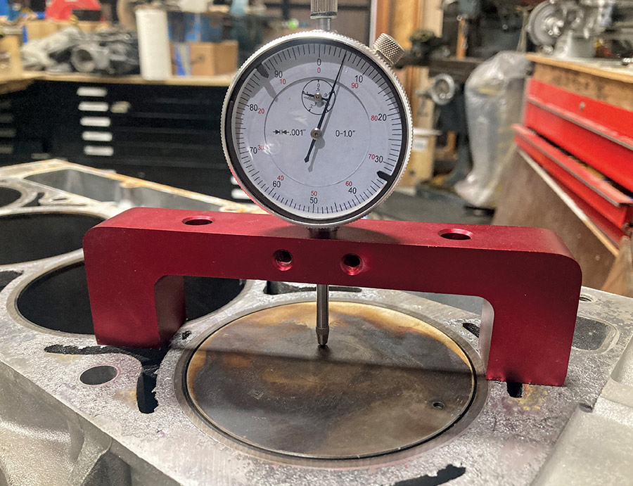piston-to-deck height being measured