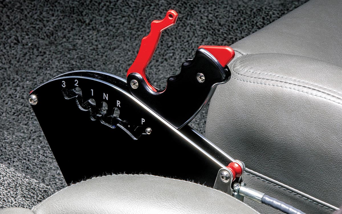 zoomed view of the ’67 Malibu shifter