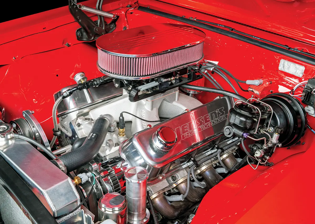 close view of the ’67 Malibu Dart Big M Sportsman Chevrolet iron big-block engine