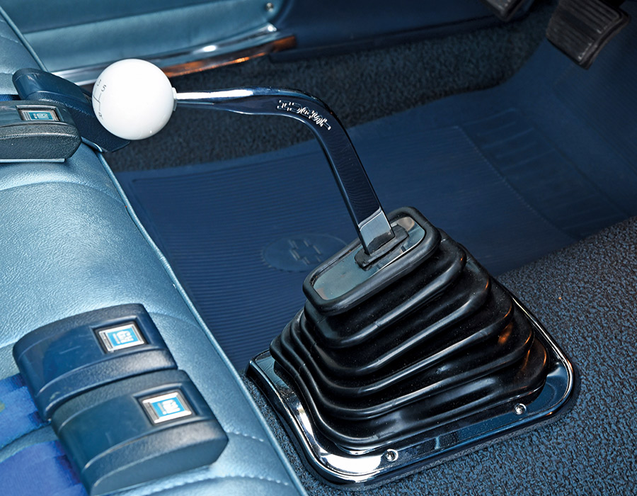 gear shift of blue '69 nova