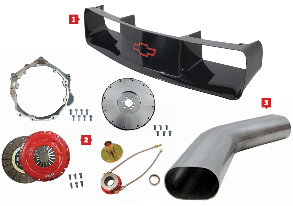 Camaro Grille, Six-Speed Swap Kit, and Low-Profile Exhaust