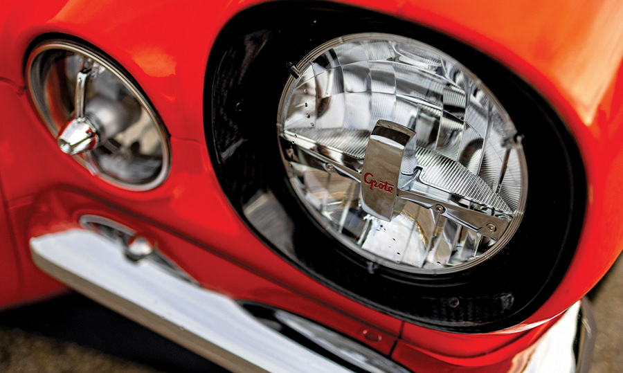 closeup of headlights on '70 Camaro