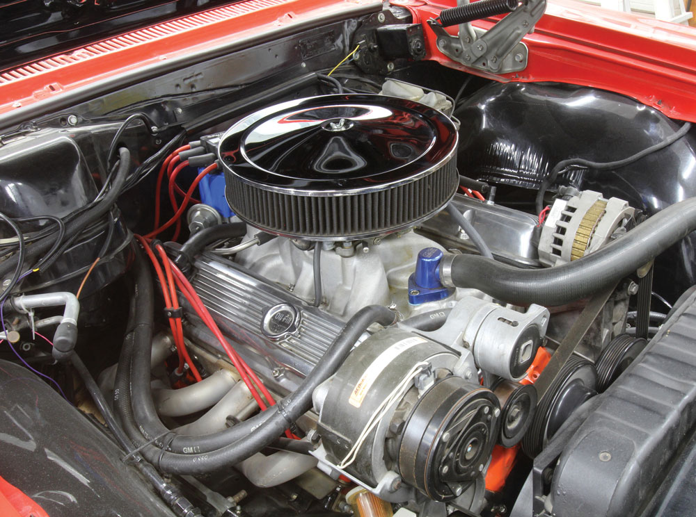 rebuilt 355ci small-block in a ’65 four-speed El Camino