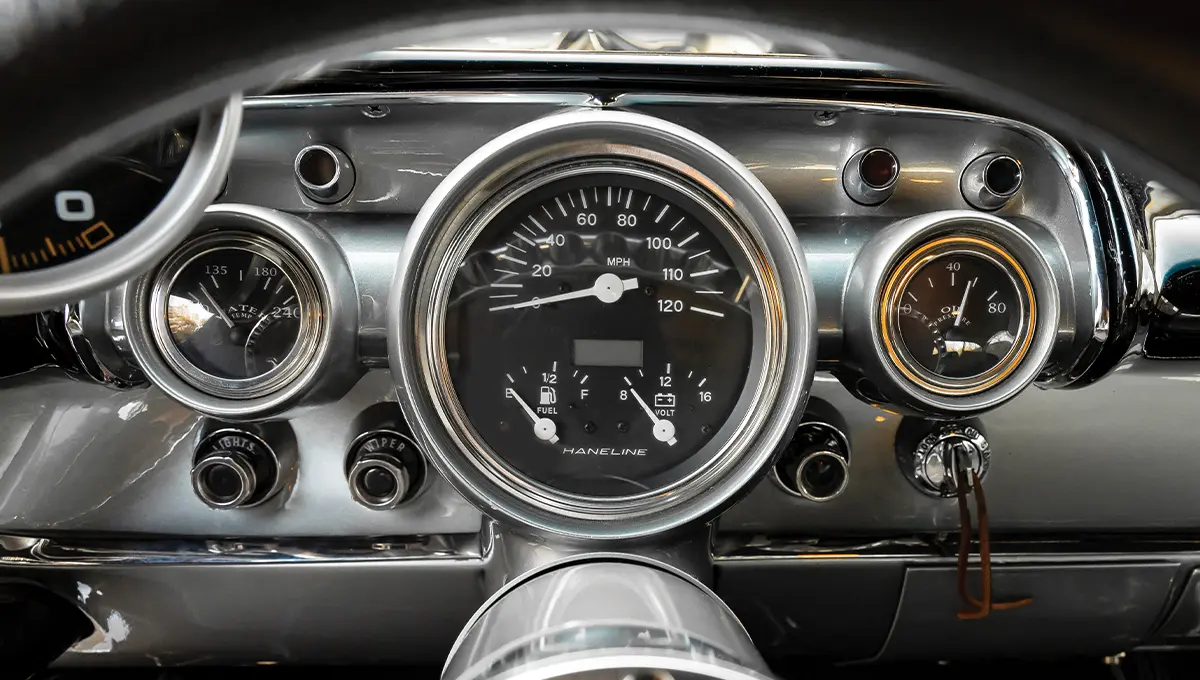 close view of the ’57 Chevy 210's gauge cluster