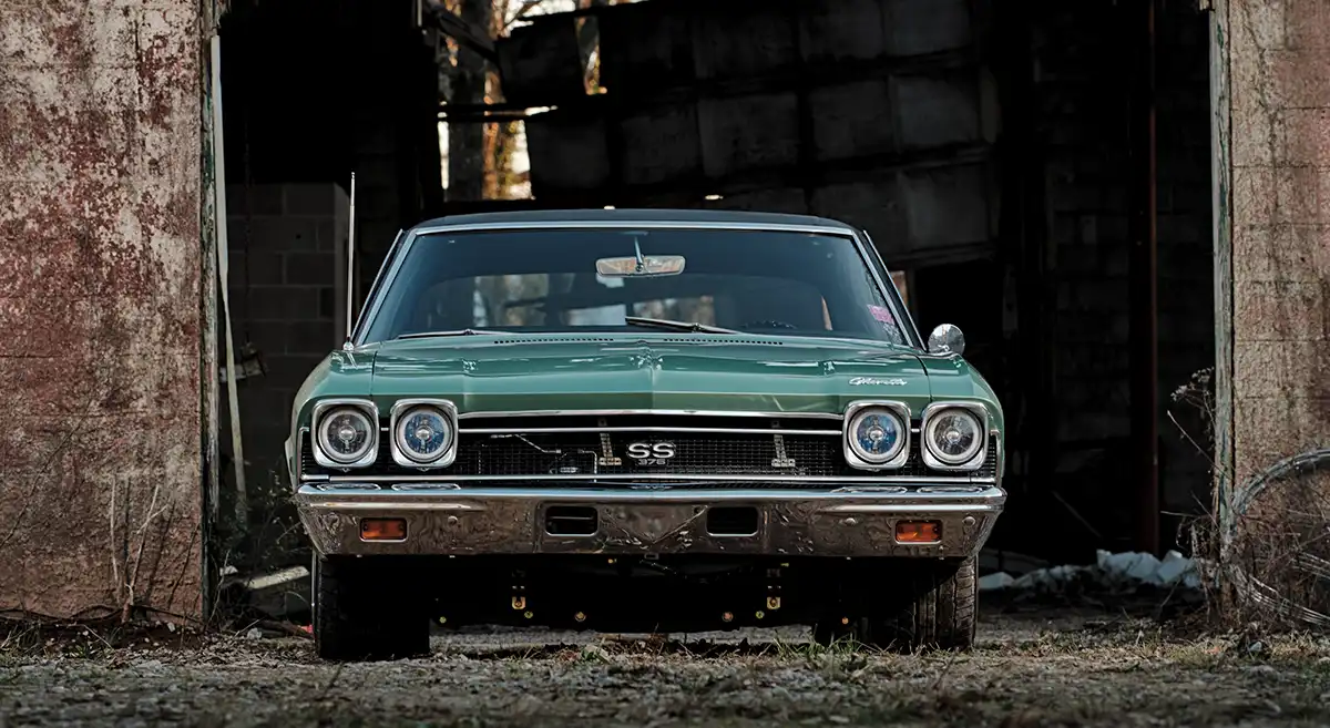 front view of a green '68 Chevelle
