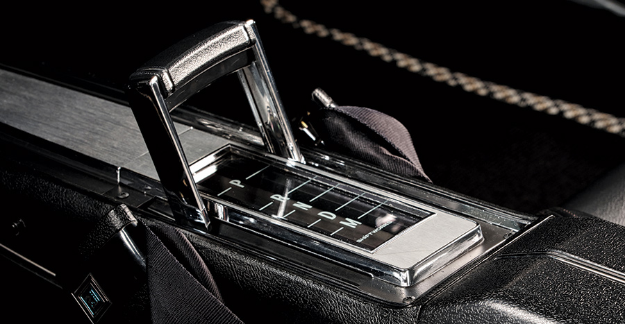 closeup of gearshift on '68 Chevelle