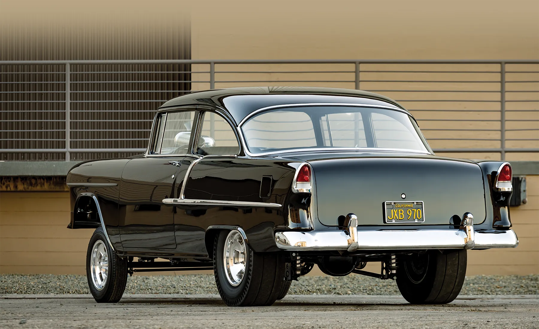 rear drivers side of a 1955 Chevy 210