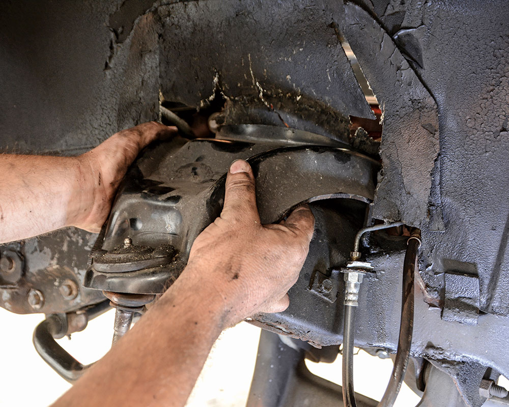 The upper control arm studs are splined and fit tightly into the bracket on the frame