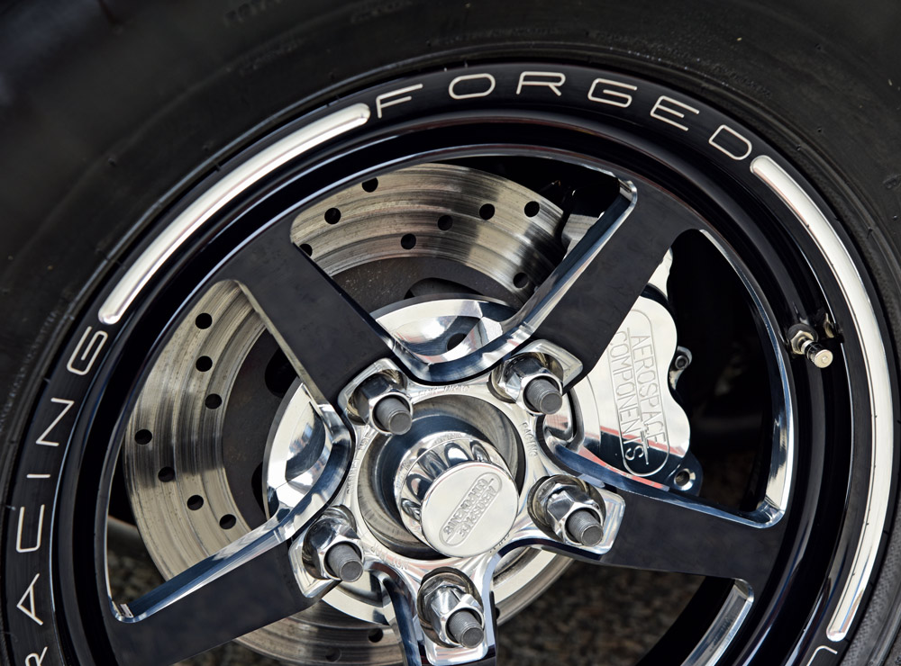 Aerospace Components forged wheel on the 1970 Chevelle SS 454, featuring drilled rotors and polished calipers
