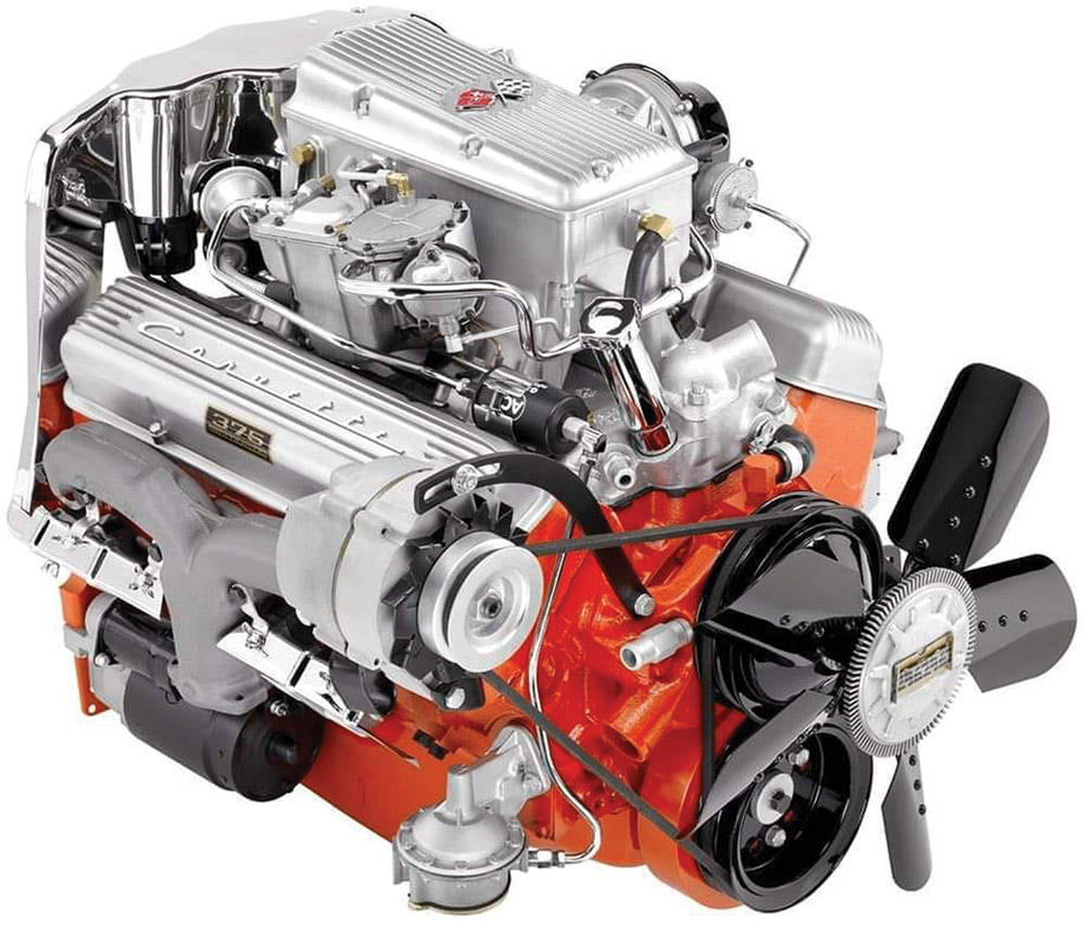1962 Chevrolet Corvette 327ci V8 engine, featuring fuel injection and iconic finned aluminum valve covers