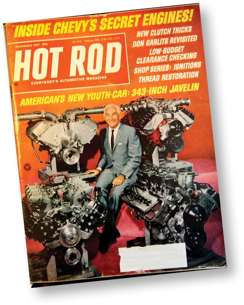 1967 Hot Rod Magazine cover featuring Chevy’s secret engines with Zora Arkus-Duntov