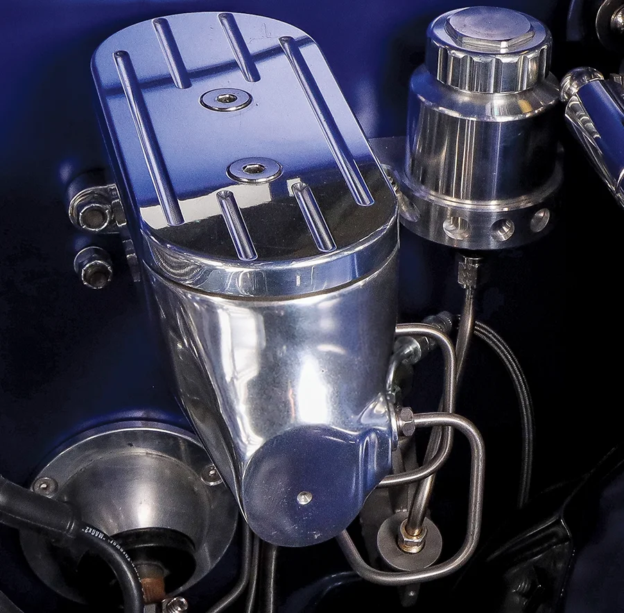 1969 Chevy Camaro polished brake master cylinder and detailed engine bay